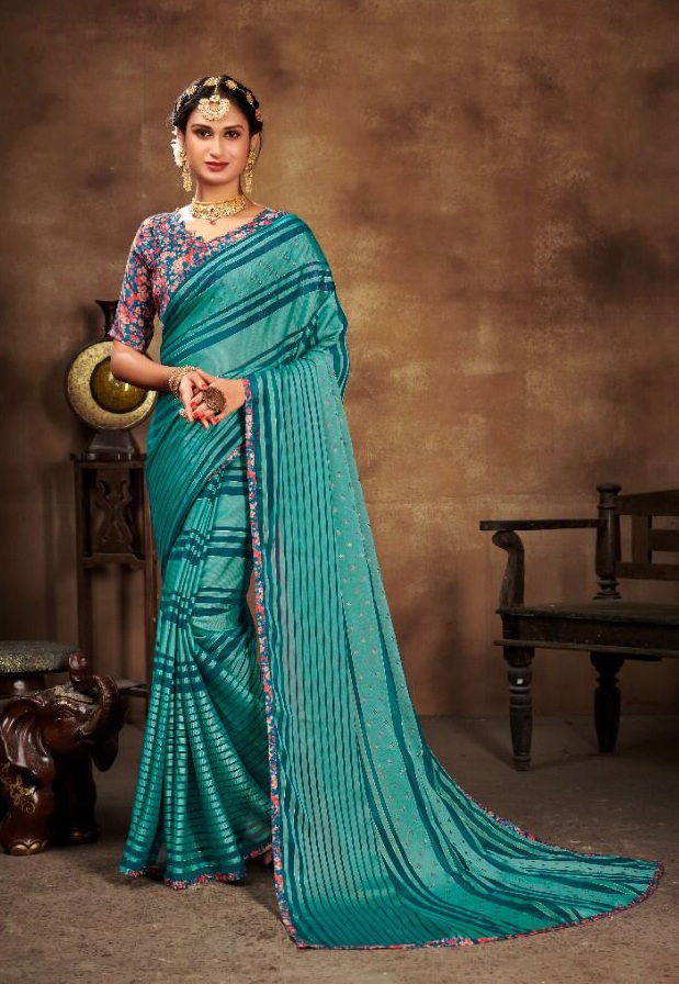 Saroj Shannu Fancy Ethnic Wear Georgette Designer Printed Saree Collection